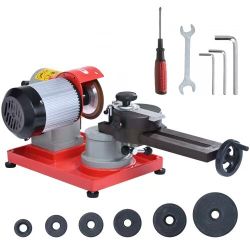 757#Circular Saw Blade Sharpener, 370W 3600RPM Rotary Angle Mill Grinder, Saw Blade Grinding Sharpening Machine with 6 Saw Centerings, 5-inch Grinding