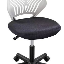 Students Cute Desk Chair Low-Back Armless Study Chair w/Lumbar Support Adjustable Swivel Chair in Home Bedroom School, Dark Grey