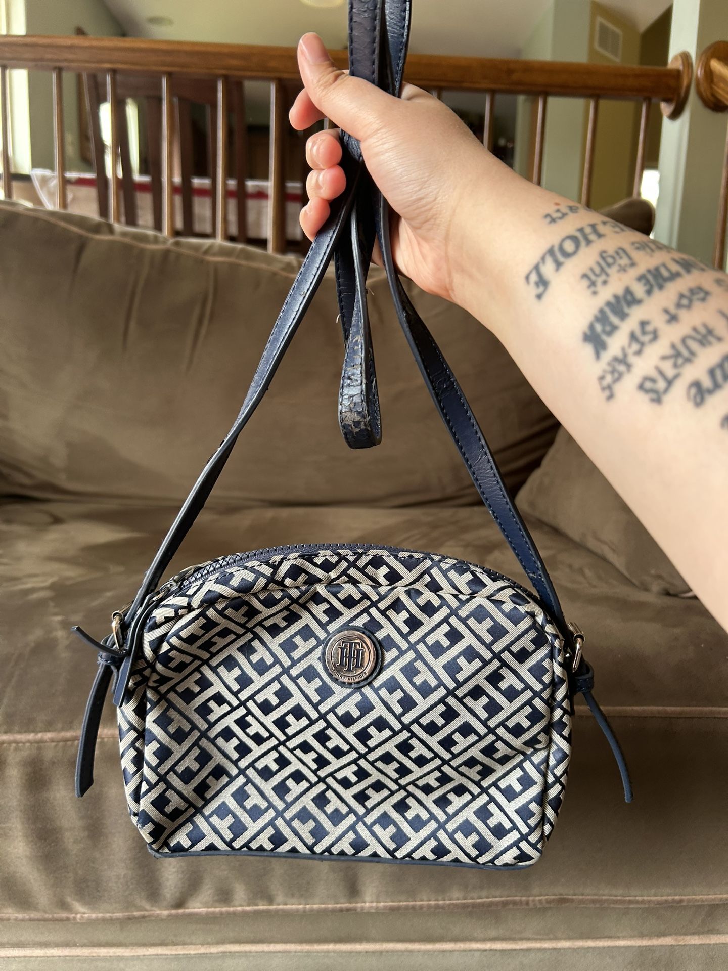 Tommy Hilfiger Navy Blue Monogram Crossbody