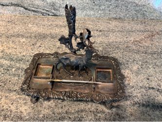 Vintage deer Inkwell Stand