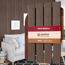Avana Acoustic Wood Wall Panels – 93.2x11.25 Inch Panels – Fits 94x12 Layout – Walnut