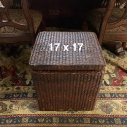 Wicker Storage/End Table Repurpose Upcycle