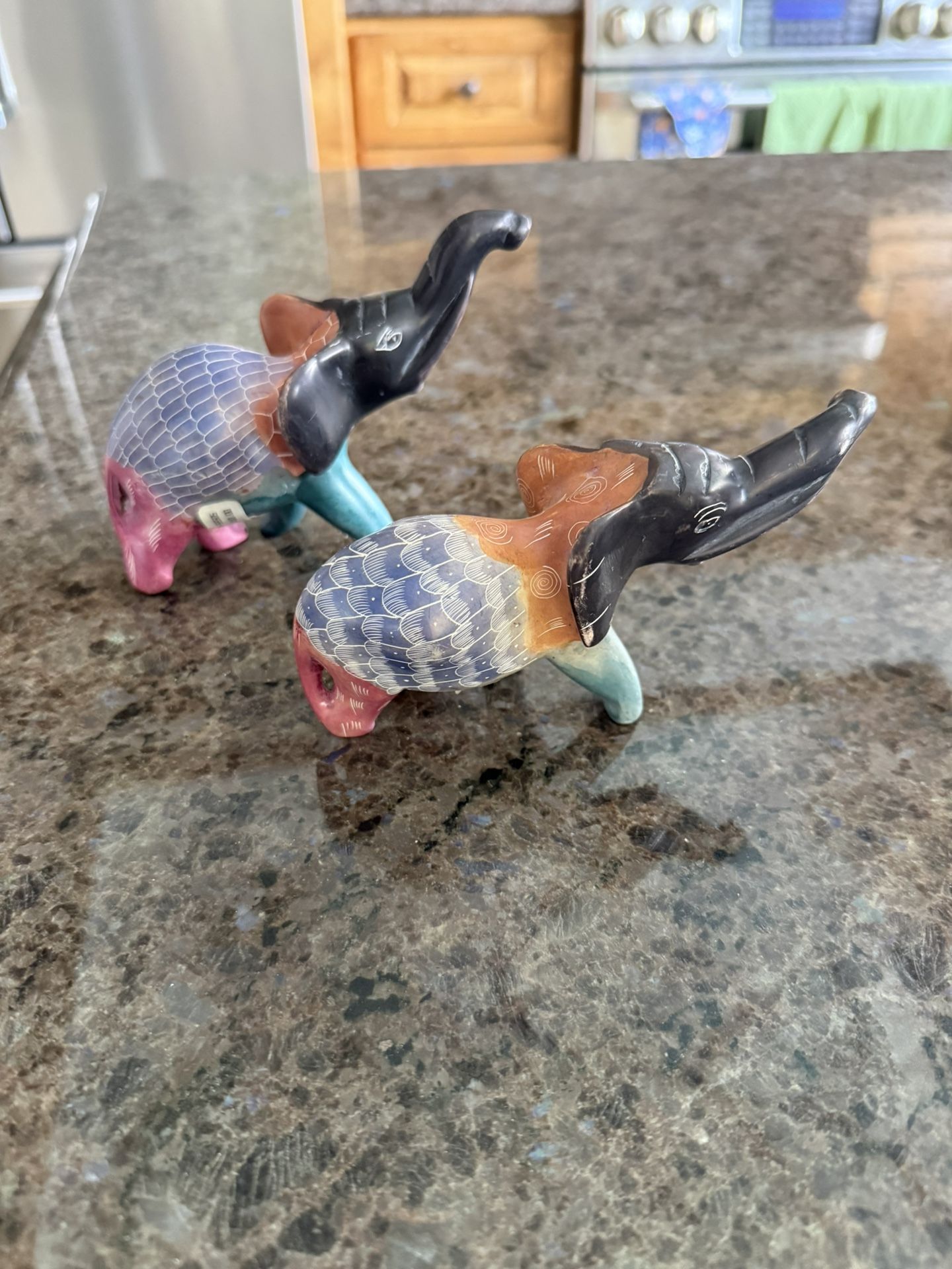 Elephant Statues, Kind Of Heavy, But I Don’t Know What Kind Of Material Are Made Of