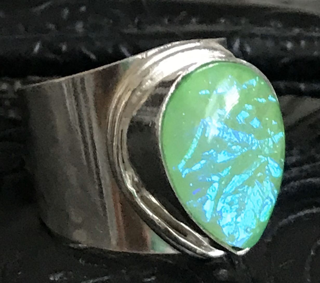 .925 Sterling Silver Ring with Large Natural Opal Size 7.
