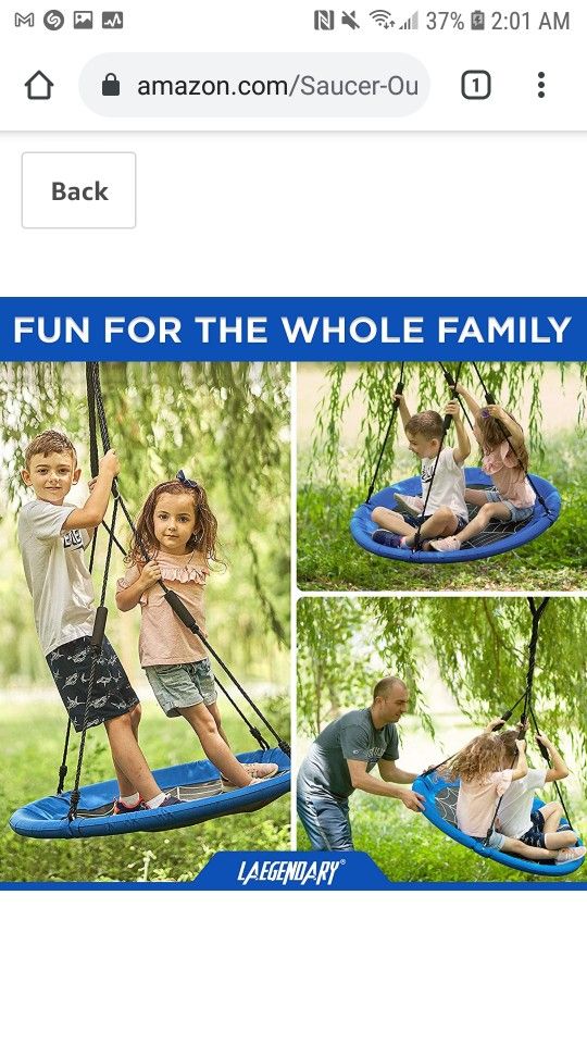 Laegenoary - 40 Inch Flying Saucer Tree Swing for Kids