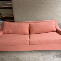 Queen Sleeper Sofa. Coral Color. 2 Yrs Old, Barely Used