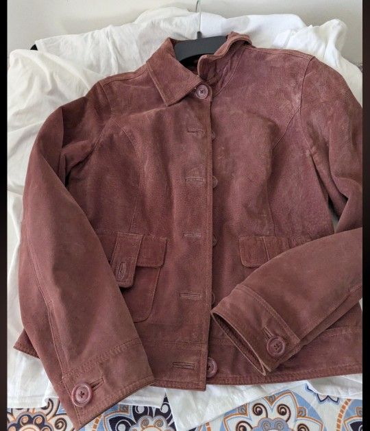 Woman's  Boots And Coat Suede Mauve Size 8 and Matching suede jacket size medium