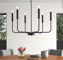 6-Light Farmhouse Chandelier Candle Style Empire Classic Ceiling Hanging Lighting