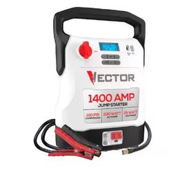 new  in the box  1400 amp jump starter  Has air compressor  led lights usb charger and 200 watt