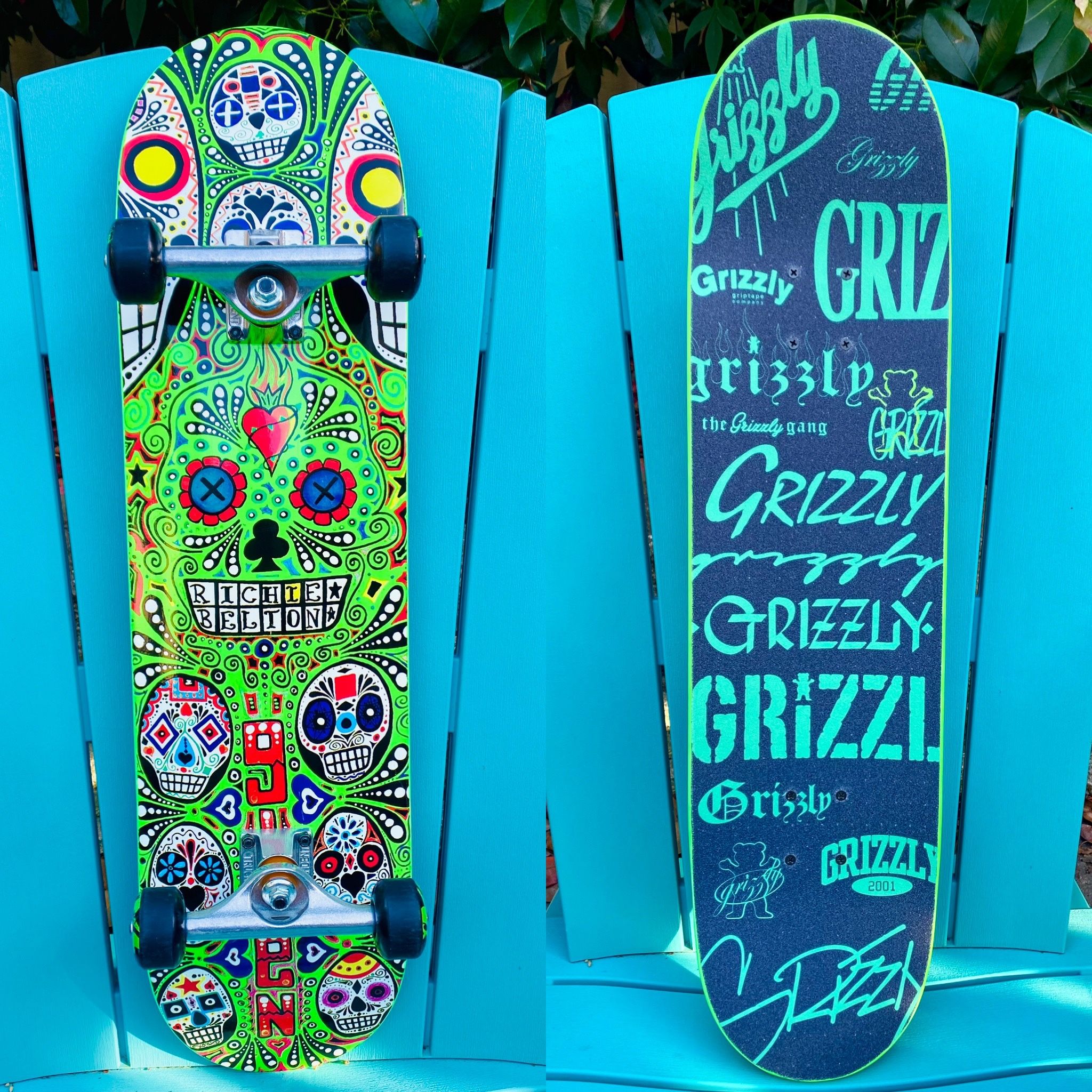 Given Skateboards - Richie Belton Day-Glo Complete Skateboard Día De Los Muertos
