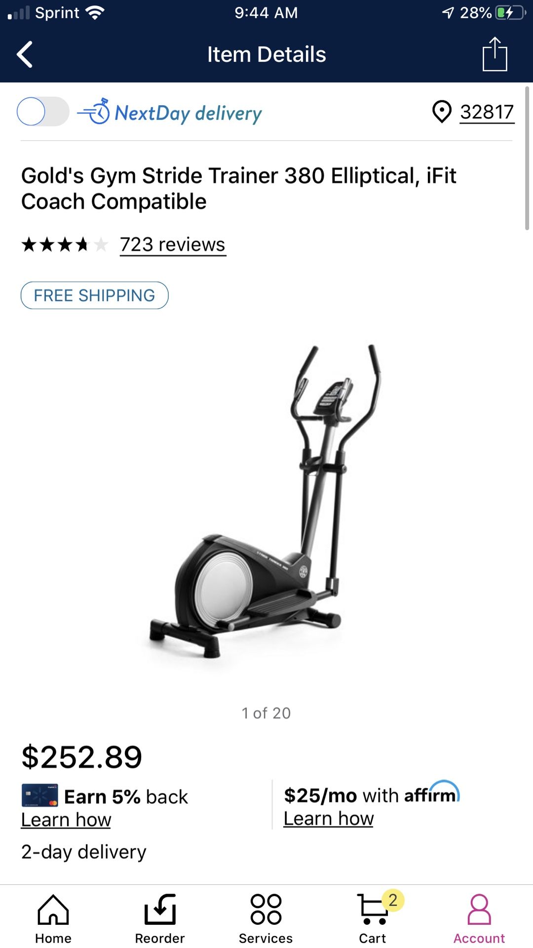 Golds gym elliptical like new