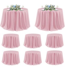 sancua Pink Round Tablecloth 120 Inch Fit 48-96 Inch Tables