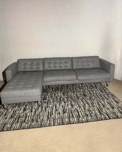 FREE DELIVERY (Grey Leather L-Shaped Sectional)