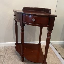 Elegant Corner Table With Storage Drawer