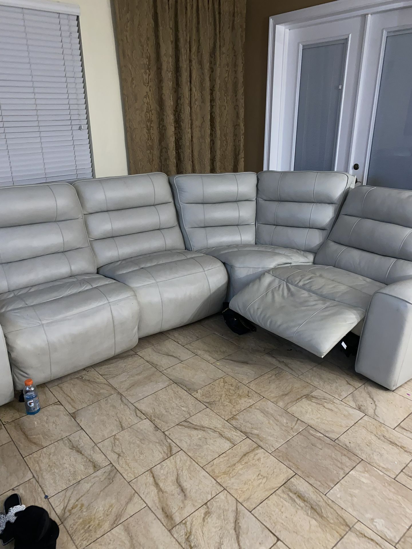 Grey Leather Couch For Sale 