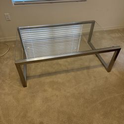 Ethan Allen Stainless/Glasstop Coffee Table