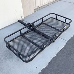 BRAND NEW $125 Heavy-Duty Folding Cargo Rack Carrier 60x25” Fold Up Basket 2” Hitch Receiver 500 Lbs Max