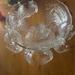 Glass punch bowl
