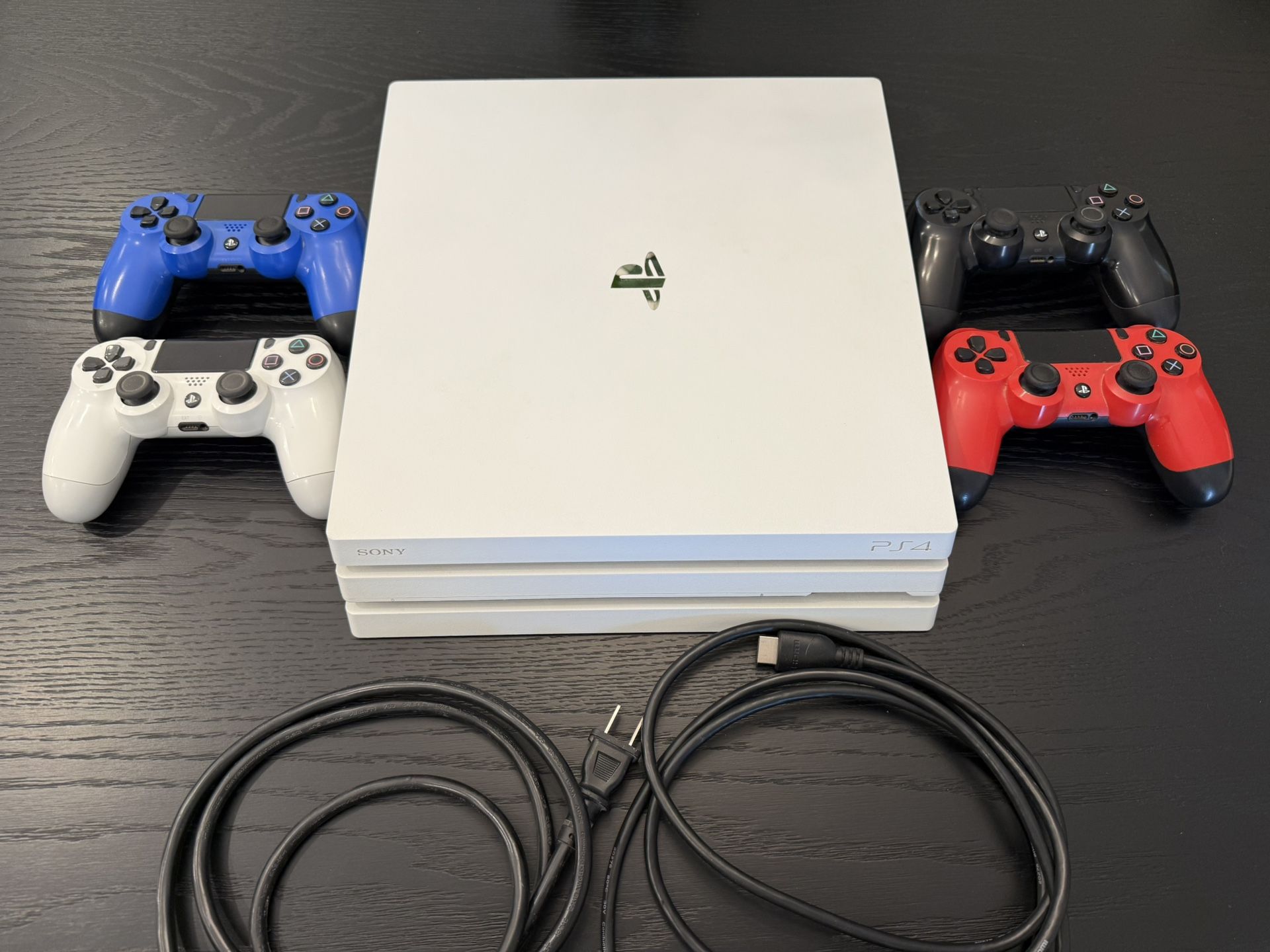 PS4 PRO 1TB Limited Edition Glacier White With Four Controllers PlayStation