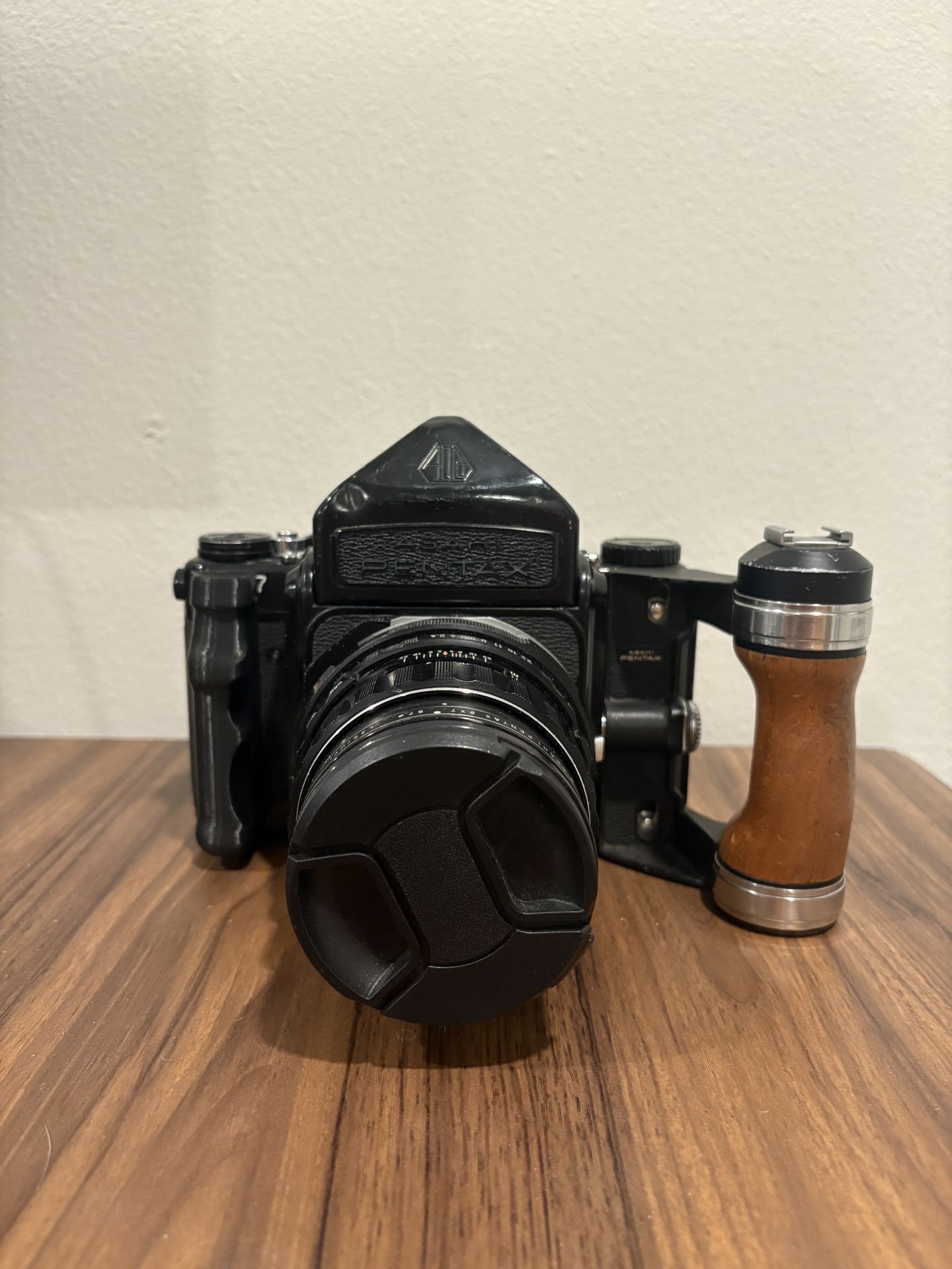 Pentax 6x7 MLU w/ Takumar 105mm f/2.4 + Wooden Handle Grip
