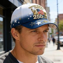 America 250, White 3D Ball Cap