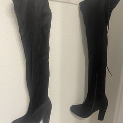 Rue 21 Knee High Black Heel Boots, Size 6 NWOT