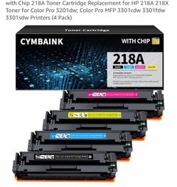 4 pack! with Chip 218A Toner Cartridge Replacement for HP 218A 218X Toner for Color Pro 3201dw; Color Pro MFP 3301cdw 3301fdw 3301sdw Printers (4 Pack