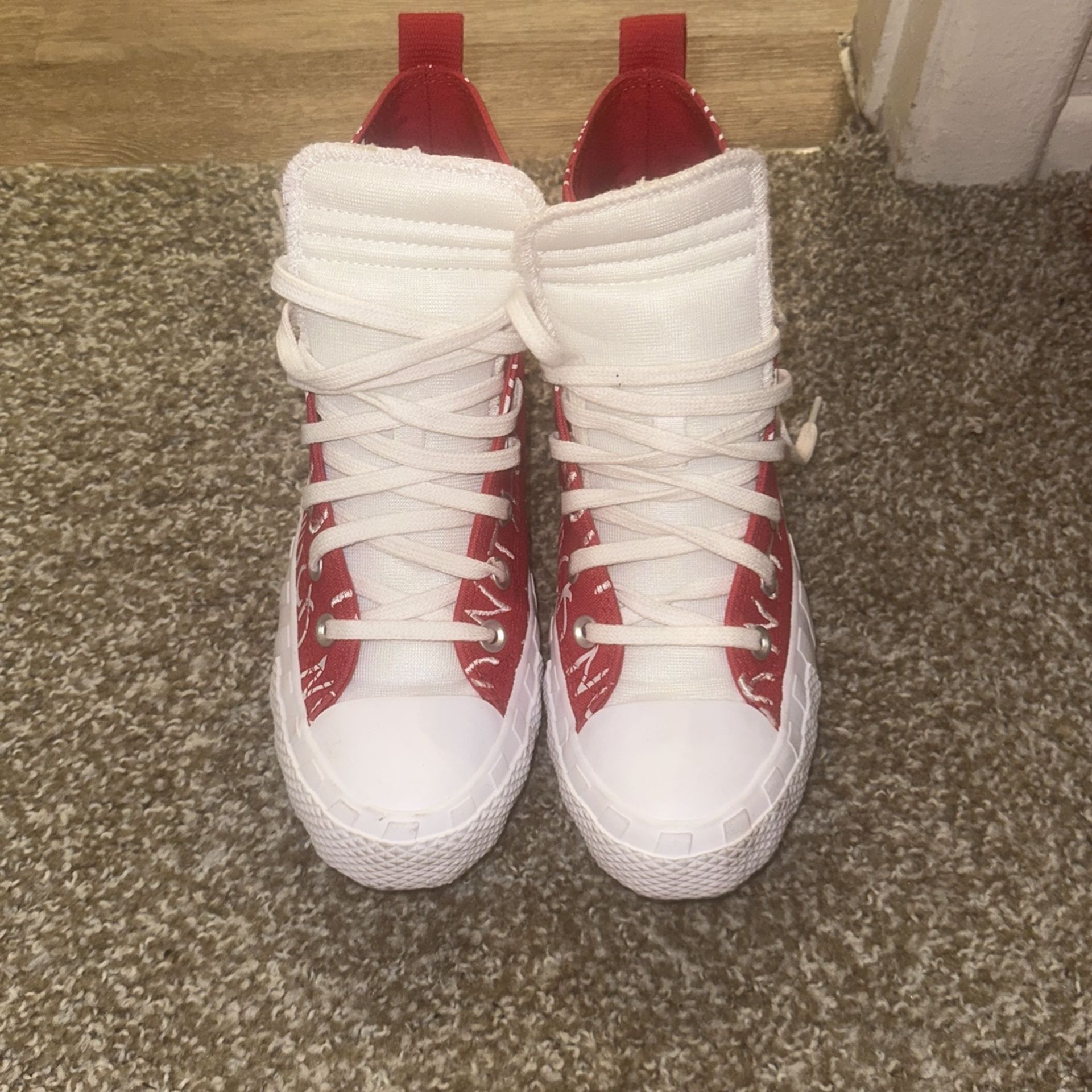 Red & White High top Converse