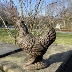 Heavy Vintage Cast Iron Hen Doorstop – 10” – Farmhouse Decor