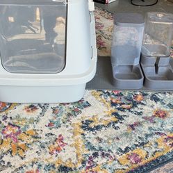 Car Litter Box Food And Water Dispenser With Mat And Litter Scooper