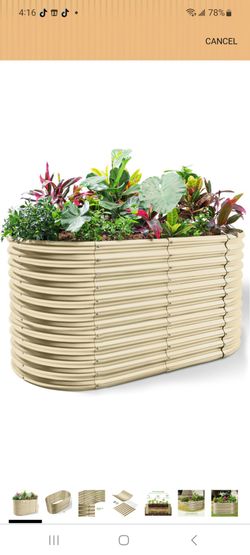 Land Guard 8x4x3ft Oval Galvanized Raised Garden Beds, Large-Capacity Metal Planter Box Outdoor, Durable Deep Raised Garden Bed 3ft Tall, Raised Beds