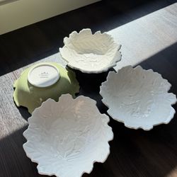 4 Fall Leaf Bowls, Hallmark, Cute Autumn Serving Set