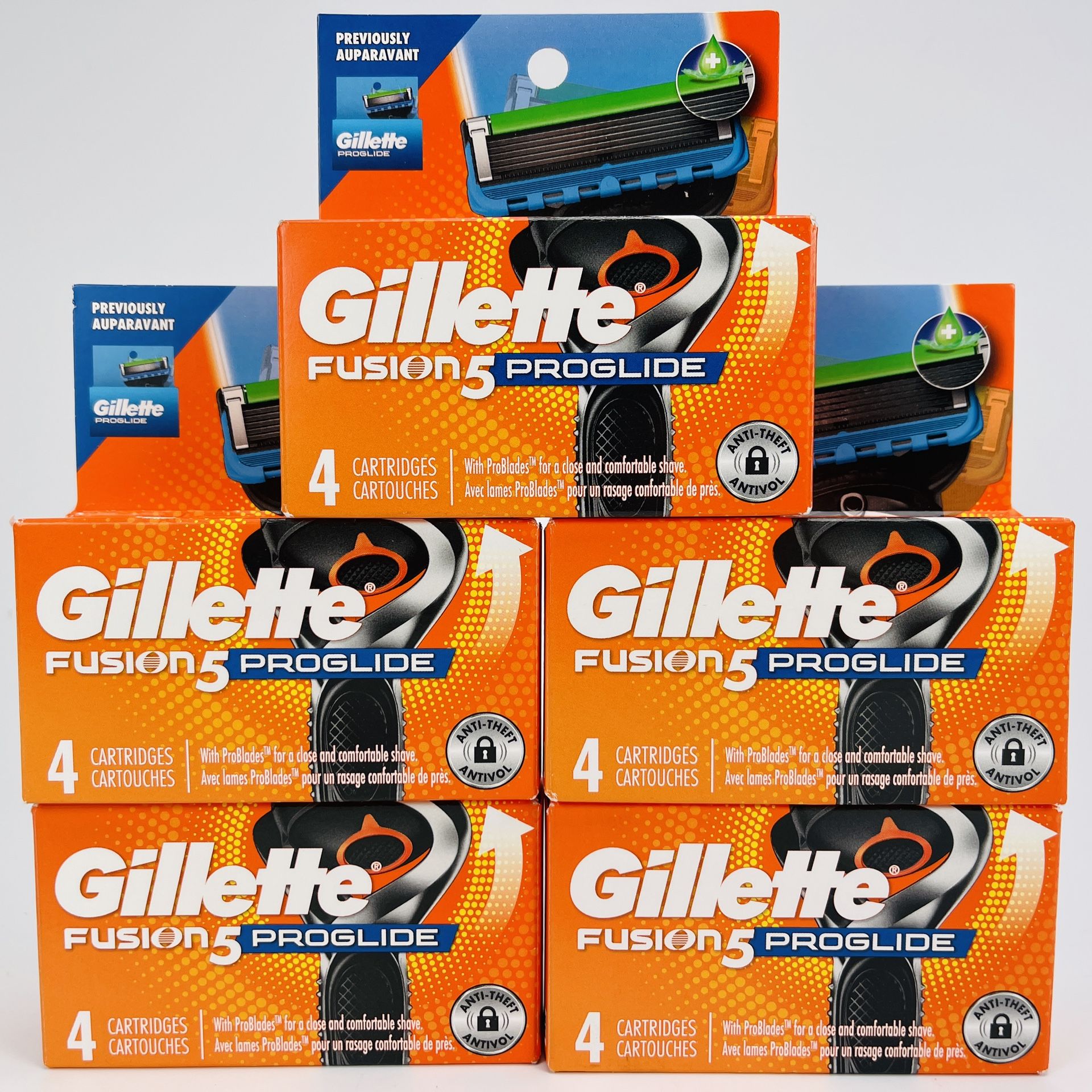 Lot of 5 Gillette Fusion 5 ProGlide Razor Shave (20 Cartridges) Brand New Sealed