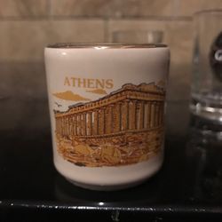 Shot glass. Hand made in Greece. 24 kt gold rim. Rare.