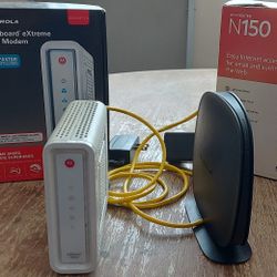 Modem And Router Powet Supply, Ethernet Yellow Cable And Manuals Included 