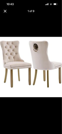Tufted Velvet Dining Chairs with Lion Ring Back
