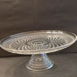 Vintage Anchor Hocking Wexford Crystal Glass Serving Dessert Or cake Platter