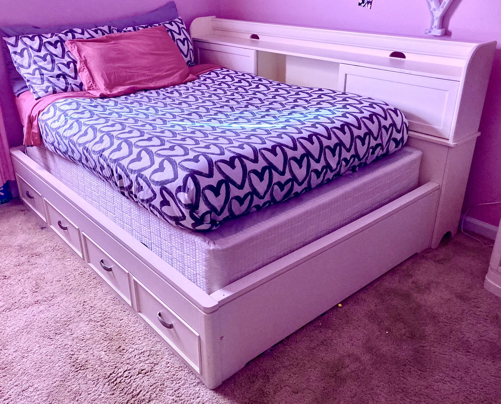 Full Size Bed with Shelves And Storage