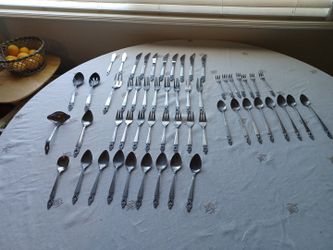 VINTAGE National Stainless Flatware 54 Pieces. Olaf Pattern 8 Place Settings