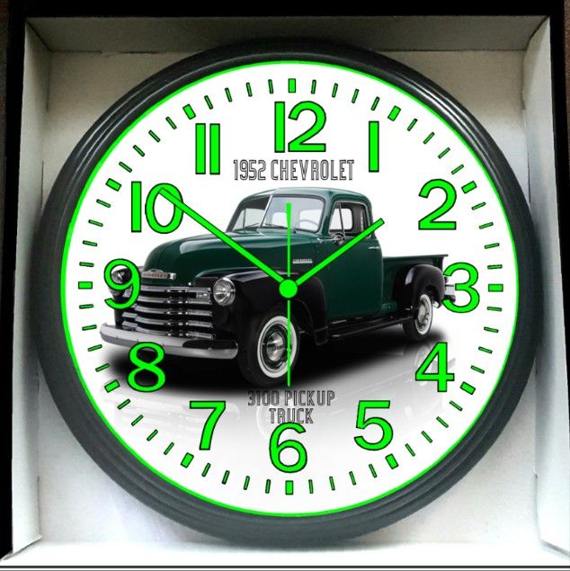 1952 Chevy Chevrolet Pickup Truck Glow In The Dark Wall Clock New!
