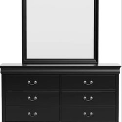 black Wood dresser with mirror
