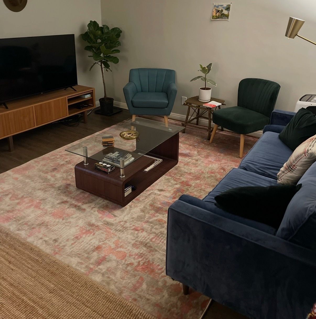 Coffee table and rug