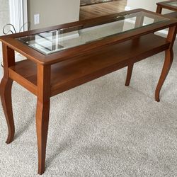 Stanley Solid Cherry And Glass Sofa Table
