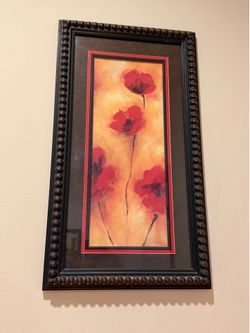 Set of 2 Sheridan Ward "Red Poppies" Framed Wall Art Print
