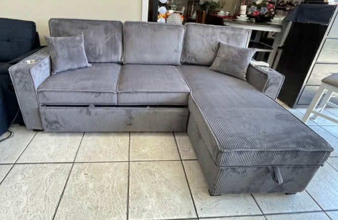 New Sleeper Sectional Couch! Includes Free Delivery 🚚! Free Assembly!