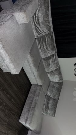 Silver Velvet Sectional Sofa
