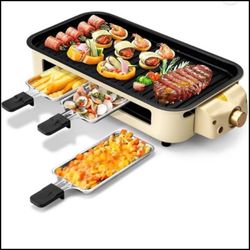 Smokeless Electric Indoor Grill BBQ with Removable Temperature Control Plate With 3 trays