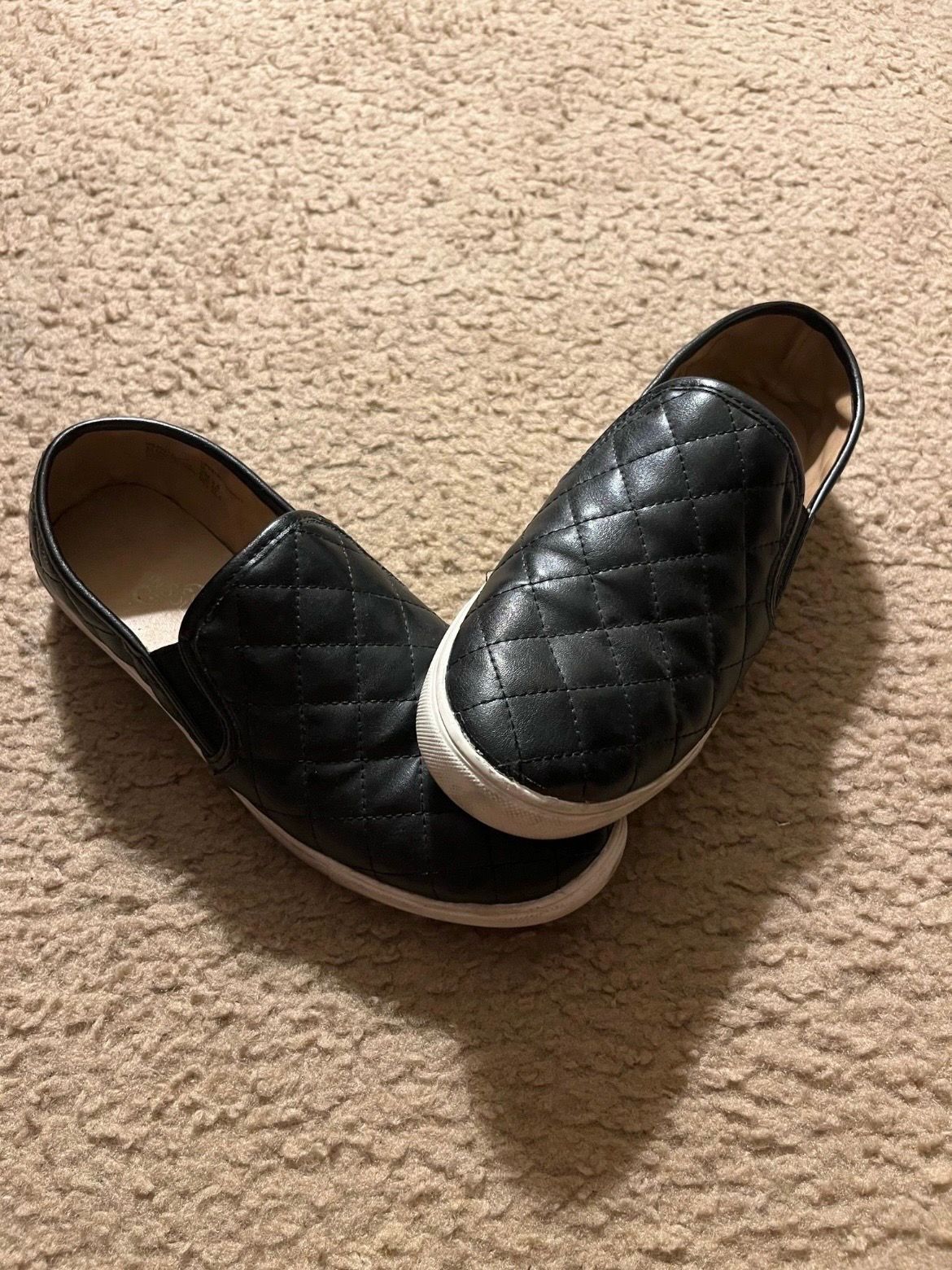 Mountain Sole Black Quilted Slip On Sneakers