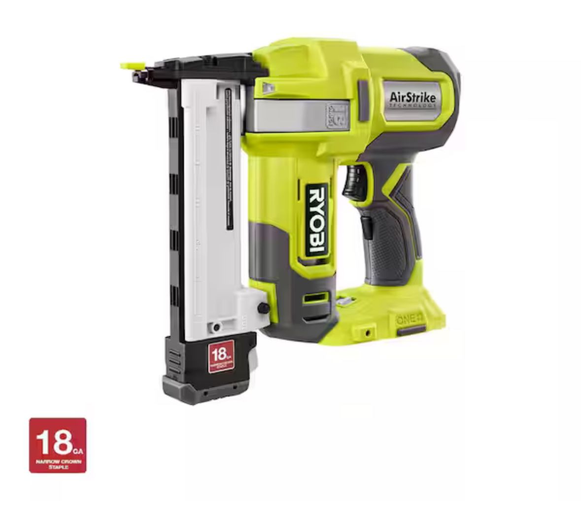 RYOBI ONE+ 18V 18-Gauge Cordless AirStrike Narrow Crown Stapler (Tool Only)