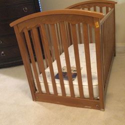 Like New Beautiful Real Wood Crib With Very Good Condition Mattress